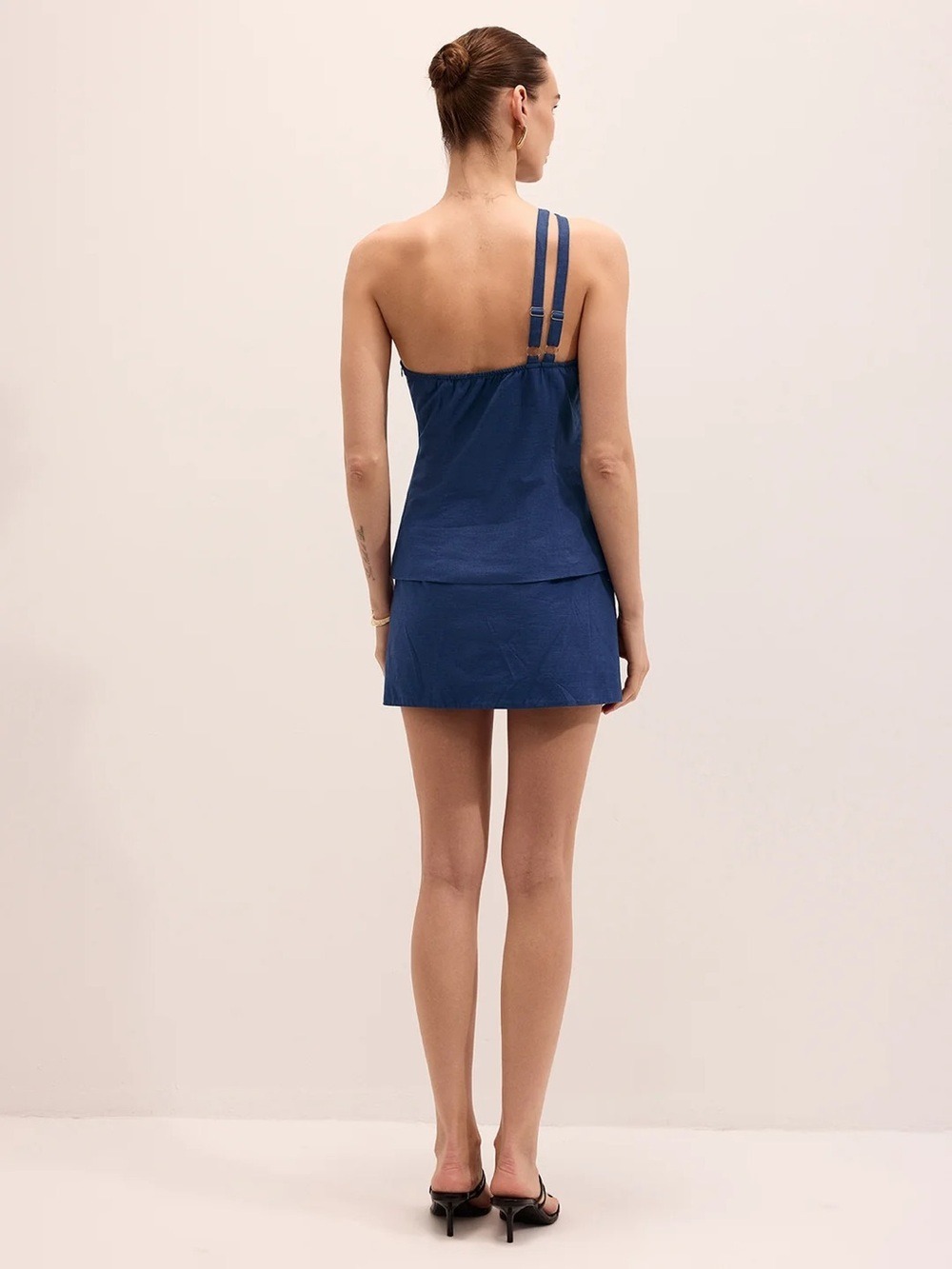 Commense SET Cotton Linen One Shoulder Top & Shorts Set - Picture 3 of 10